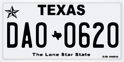 TX license plate DAO0620