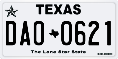 TX license plate DAO0621
