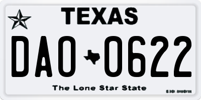 TX license plate DAO0622