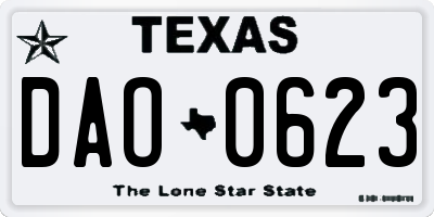 TX license plate DAO0623