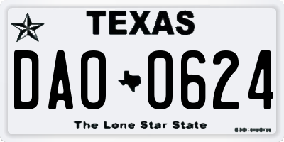 TX license plate DAO0624