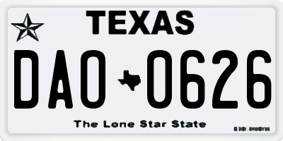 TX license plate DAO0626