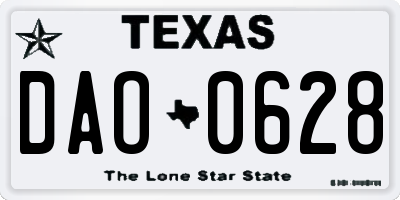TX license plate DAO0628