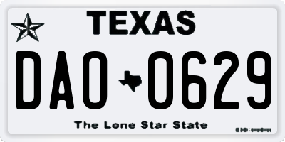 TX license plate DAO0629