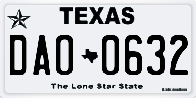 TX license plate DAO0632