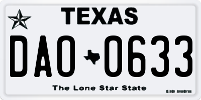 TX license plate DAO0633
