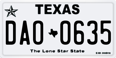 TX license plate DAO0635