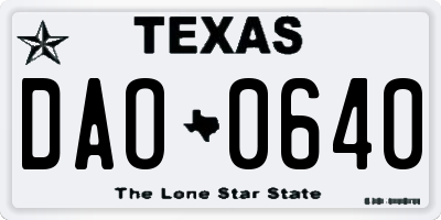 TX license plate DAO0640