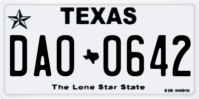 TX license plate DAO0642