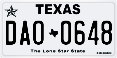 TX license plate DAO0648