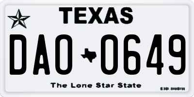 TX license plate DAO0649