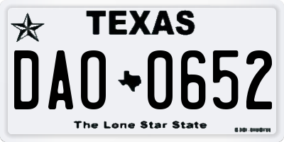 TX license plate DAO0652