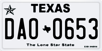 TX license plate DAO0653
