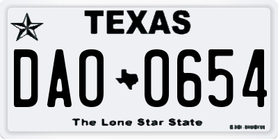 TX license plate DAO0654