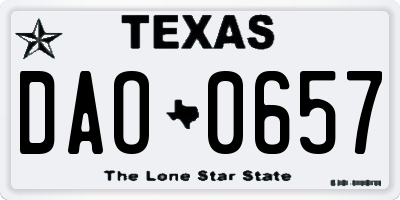 TX license plate DAO0657