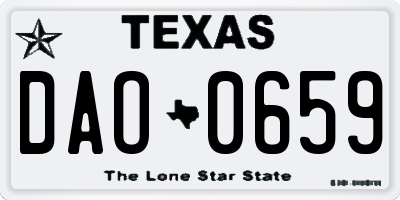 TX license plate DAO0659