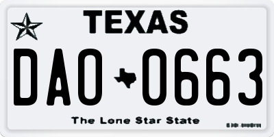 TX license plate DAO0663