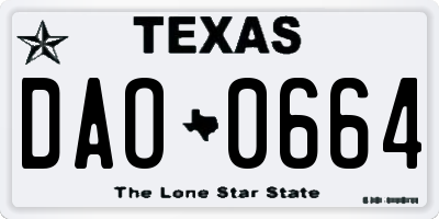 TX license plate DAO0664