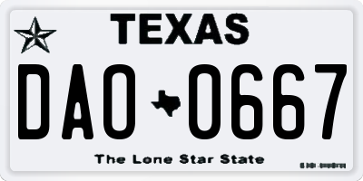 TX license plate DAO0667