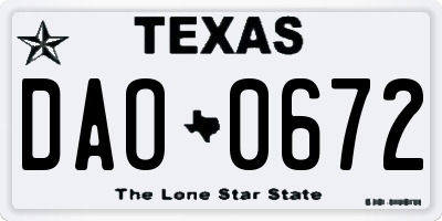 TX license plate DAO0672