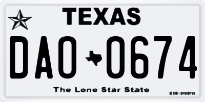 TX license plate DAO0674