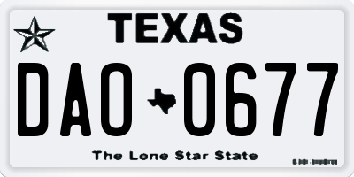 TX license plate DAO0677