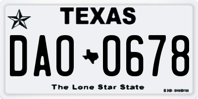 TX license plate DAO0678