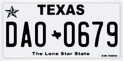TX license plate DAO0679