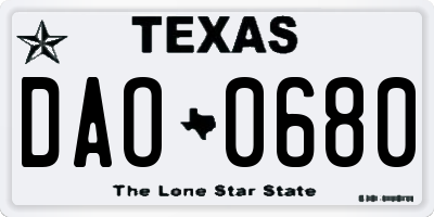 TX license plate DAO0680