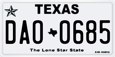TX license plate DAO0685