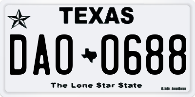 TX license plate DAO0688