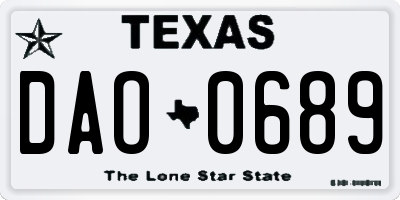 TX license plate DAO0689
