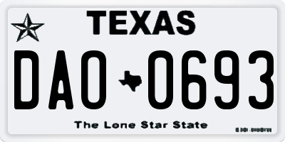 TX license plate DAO0693