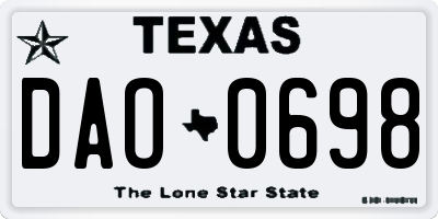 TX license plate DAO0698