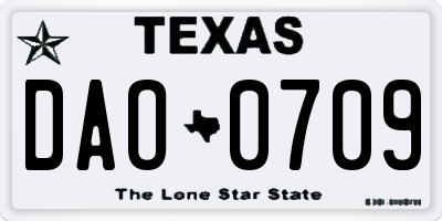 TX license plate DAO0709
