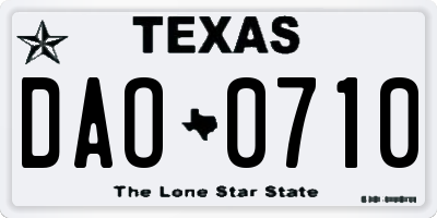 TX license plate DAO0710