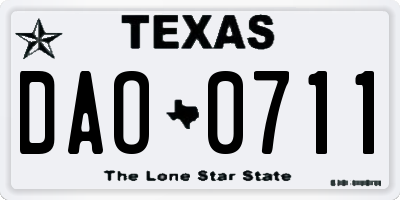 TX license plate DAO0711