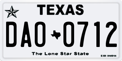 TX license plate DAO0712