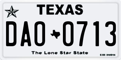 TX license plate DAO0713