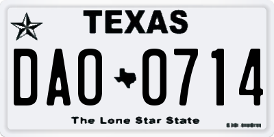 TX license plate DAO0714