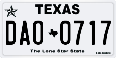 TX license plate DAO0717