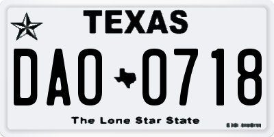 TX license plate DAO0718
