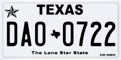 TX license plate DAO0722