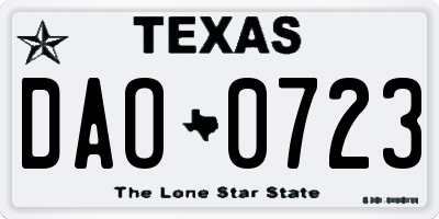 TX license plate DAO0723