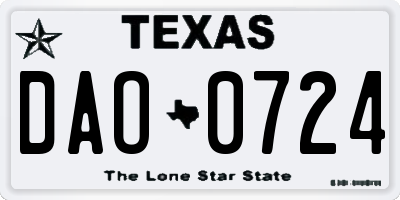TX license plate DAO0724
