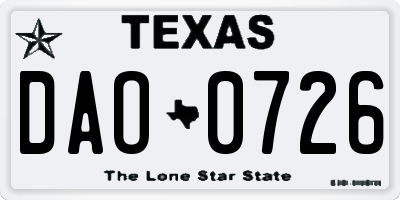 TX license plate DAO0726
