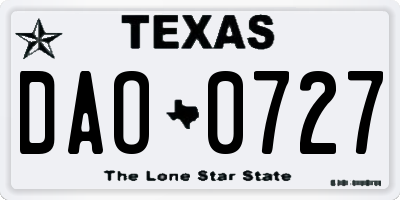 TX license plate DAO0727