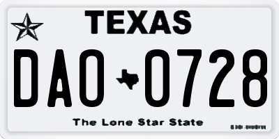 TX license plate DAO0728