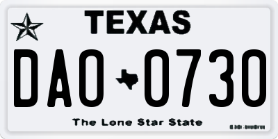 TX license plate DAO0730