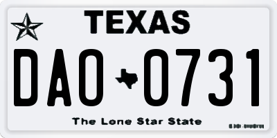 TX license plate DAO0731